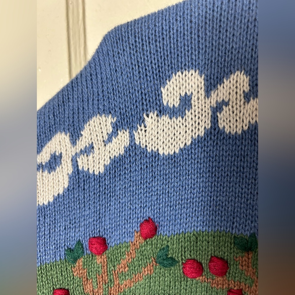 Vintage Lucia apple orchard farm intarsia knit cardigan womens XL novelty - Picture 5 of 7